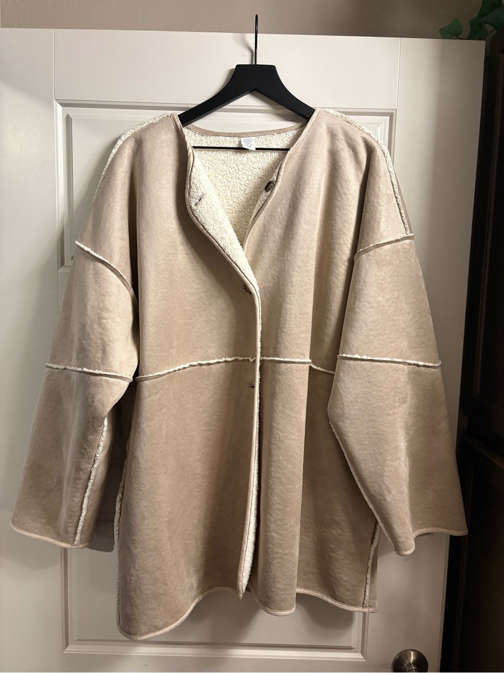 Banana Republic Beige Cream Reversible Teddy Coat